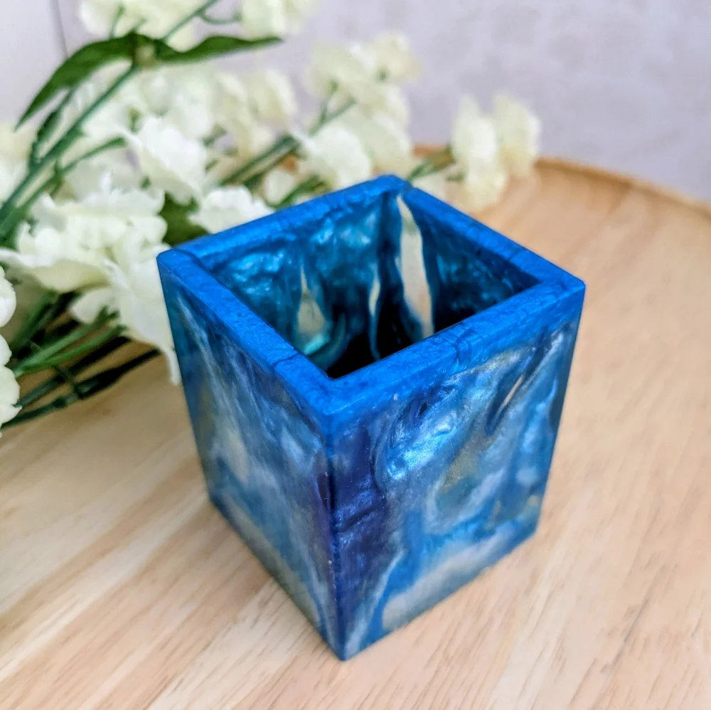 Marbled Resin Accessory Jar
